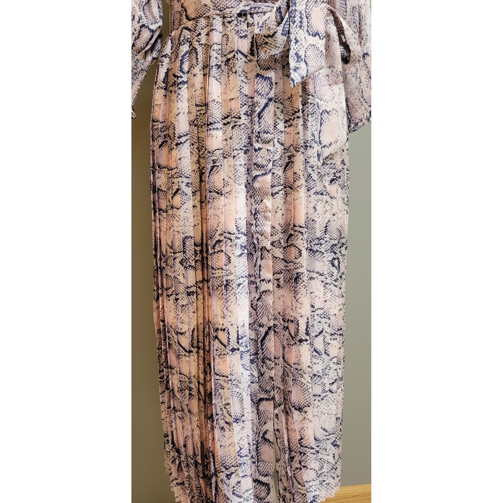 Garcia Pink & Navy Snake-Print Midi Button-Down Dress - Picture 8 of 9